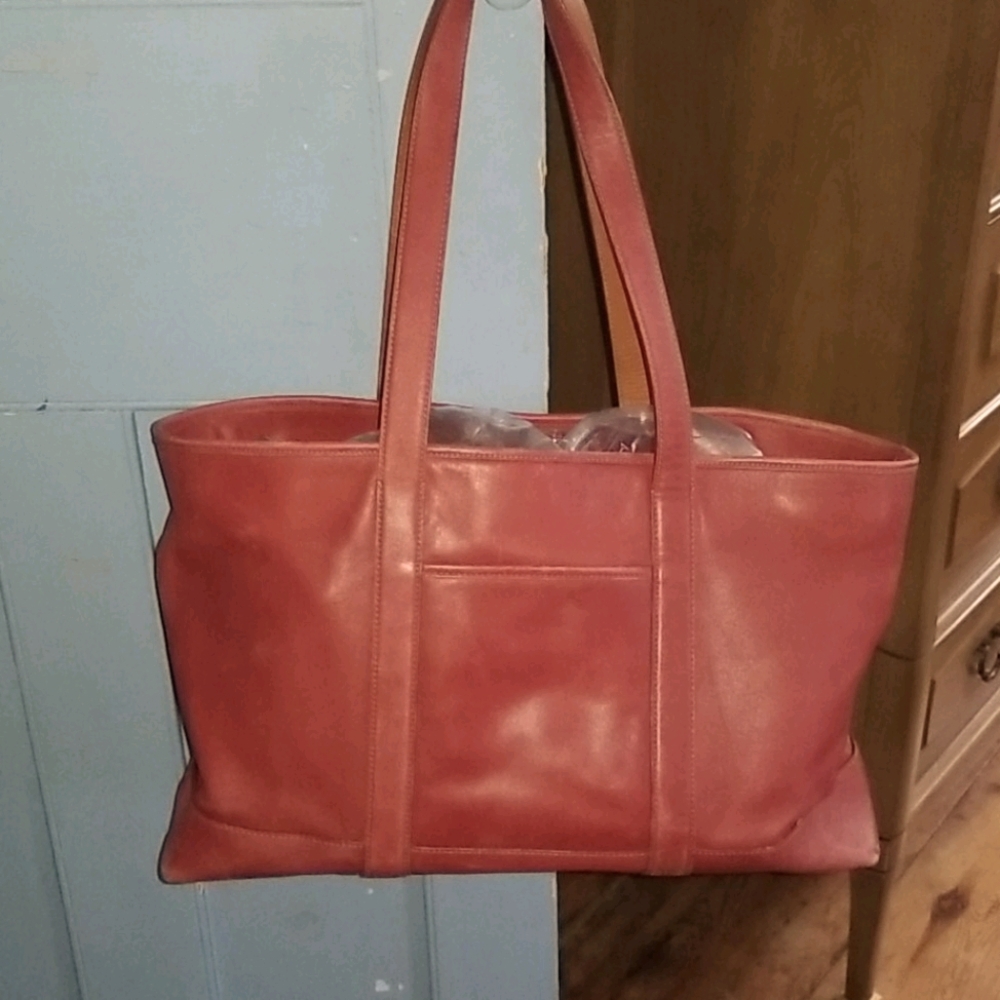 Coach Red Leather Tote Bag